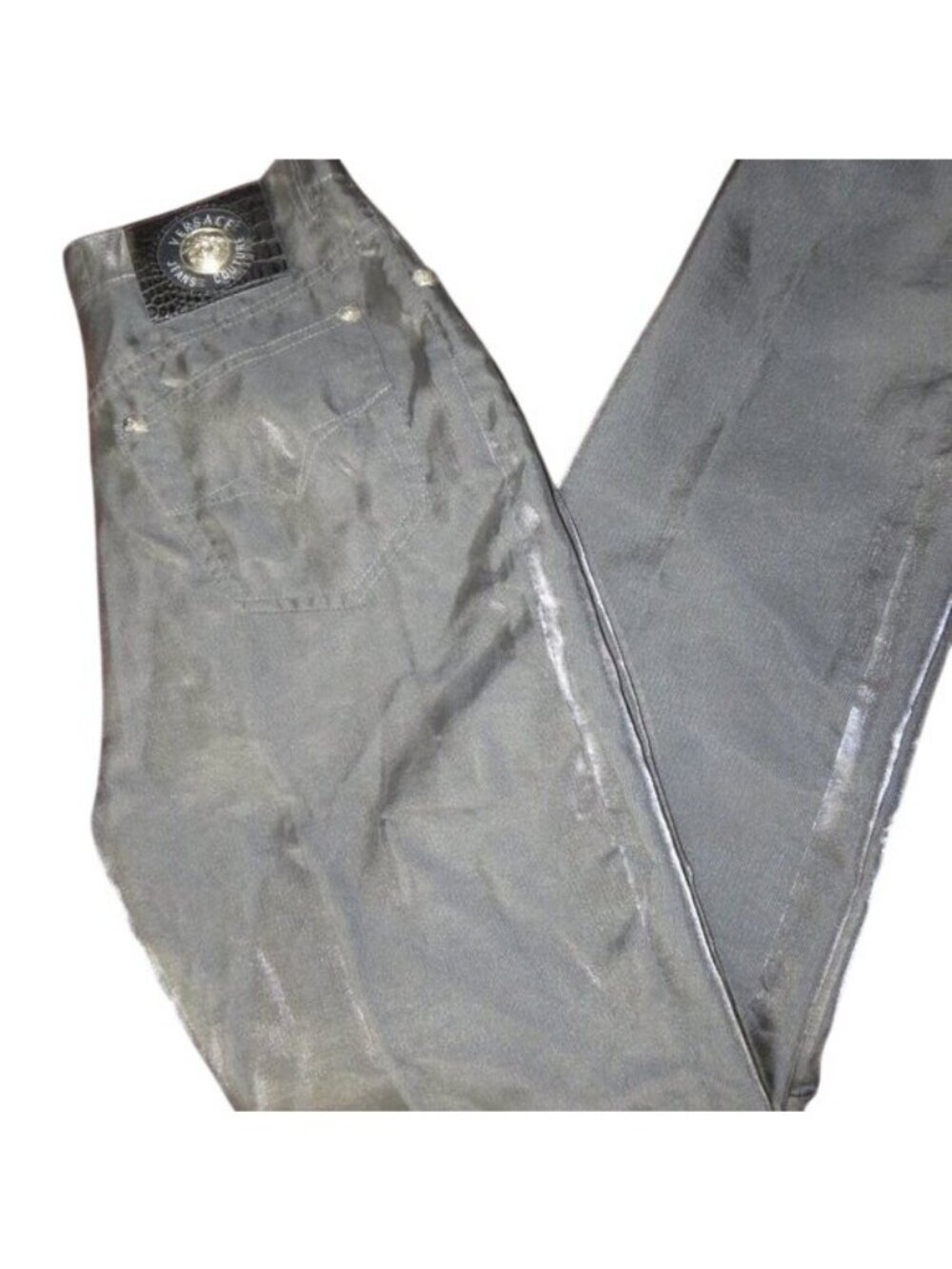 Versace Jeans Couture Straight Leg Cotton Shimmer Jeans Pants 30 44 Italian US 8